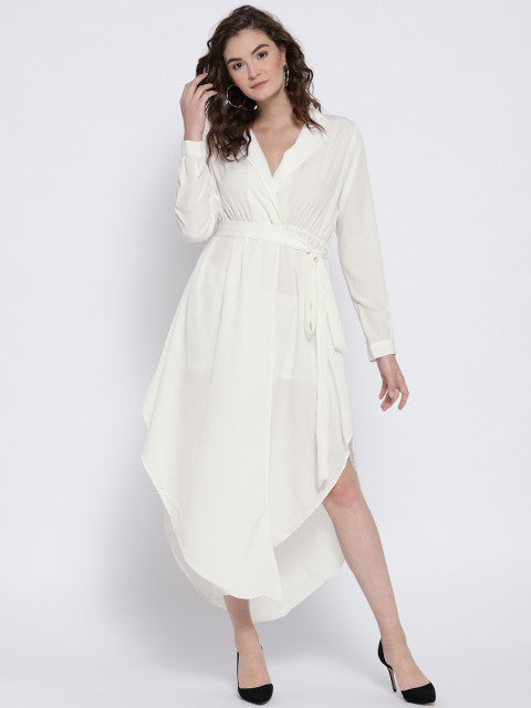 White Solid Wrap Dress – Berrylush